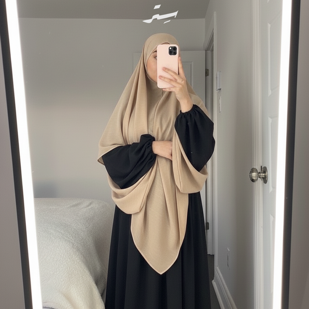 خمار طويل يومي طبقة واحدة كريب ملكي – بساطة وأناقة كل يوم