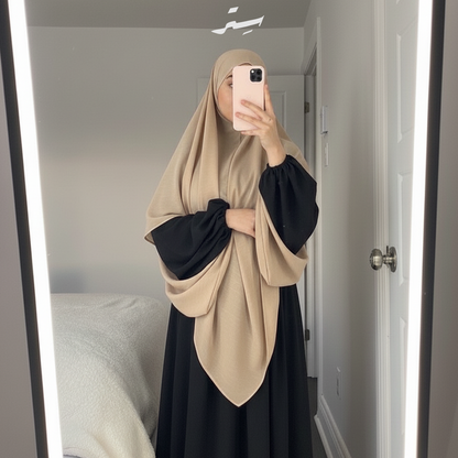 خمار طويل يومي طبقة واحدة كريب ملكي – بساطة وأناقة كل يوم