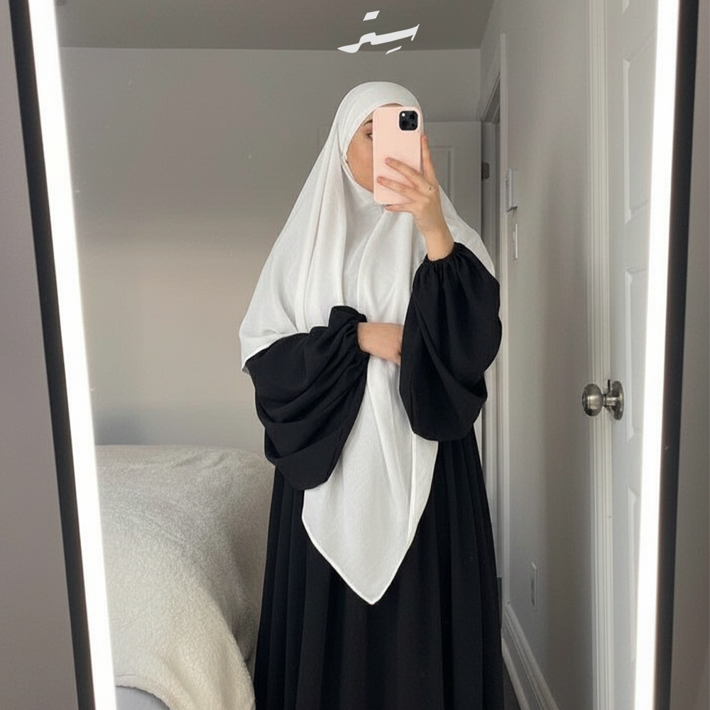 خمار طويل يومي طبقة واحدة كريب ملكي – بساطة وأناقة كل يوم