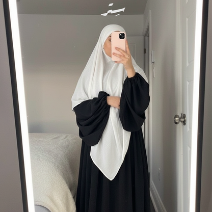 خمار طويل يومي طبقة واحدة كريب ملكي – بساطة وأناقة كل يوم