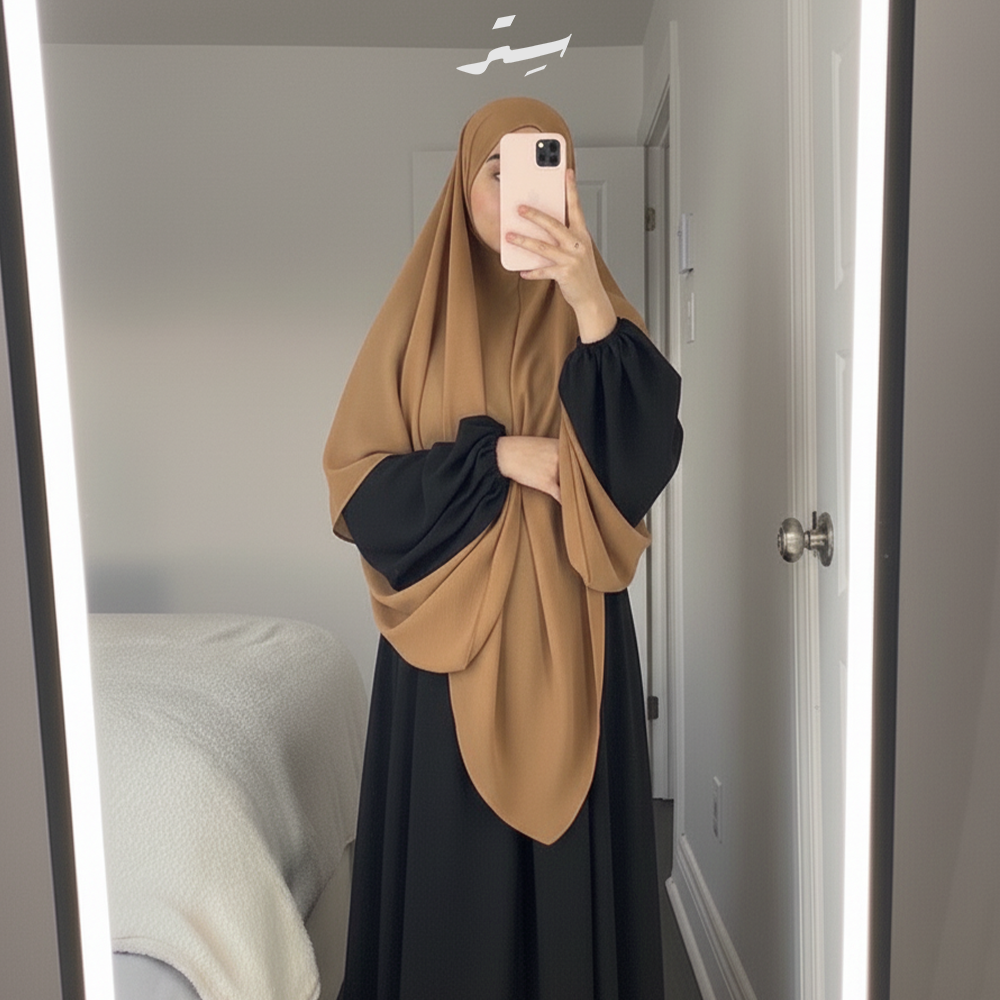 خمار طويل يومي طبقة واحدة كريب ملكي – بساطة وأناقة كل يوم