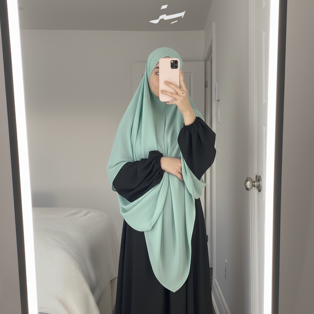 خمار طويل يومي طبقة واحدة كريب ملكي – بساطة وأناقة كل يوم