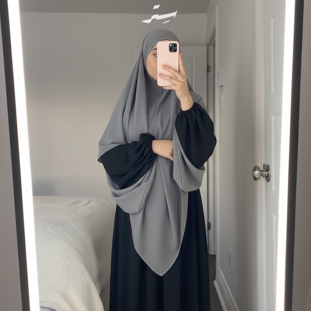 خمار طويل يومي طبقة واحدة كريب ملكي – بساطة وأناقة كل يوم