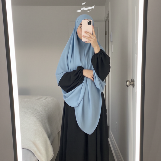 خمار طويل يومي طبقة واحدة كريب ملكي – بساطة وأناقة كل يوم