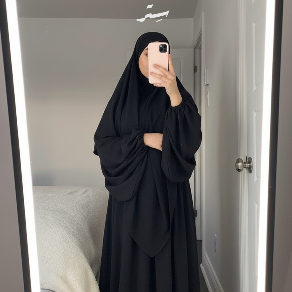 خمار طويل يومي طبقة واحدة كريب ملكي – بساطة وأناقة كل يوم