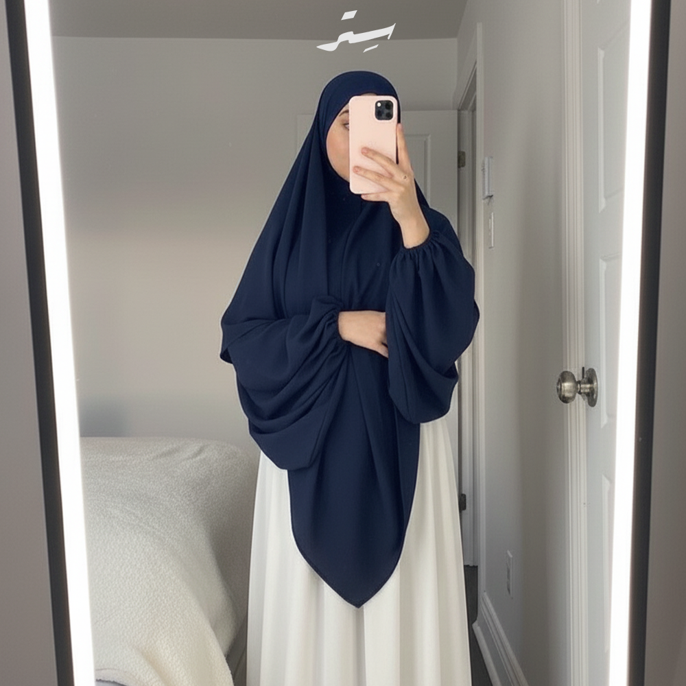 خمار طويل يومي طبقة واحدة كريب ملكي – بساطة وأناقة كل يوم